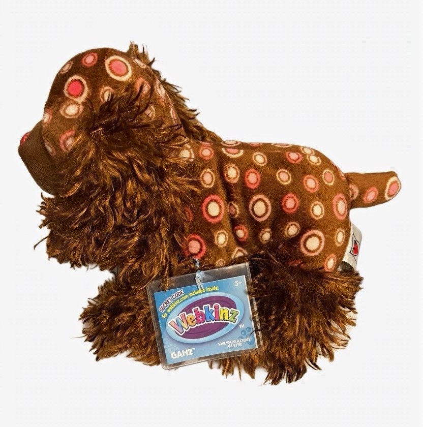 Ganz Webkinz Spotted Spaniel HM671 Brown Pink Polka Dot Puppy NEW w/ Sealed Tag 