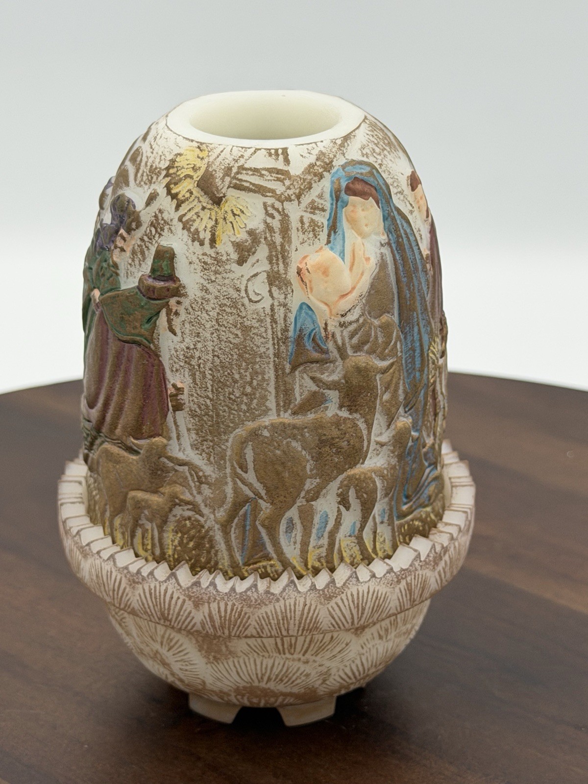 Fenton Glass BIRTH OF A SAVIOR Jesus Nativity Christmas Fairy Lamp  #936/1500