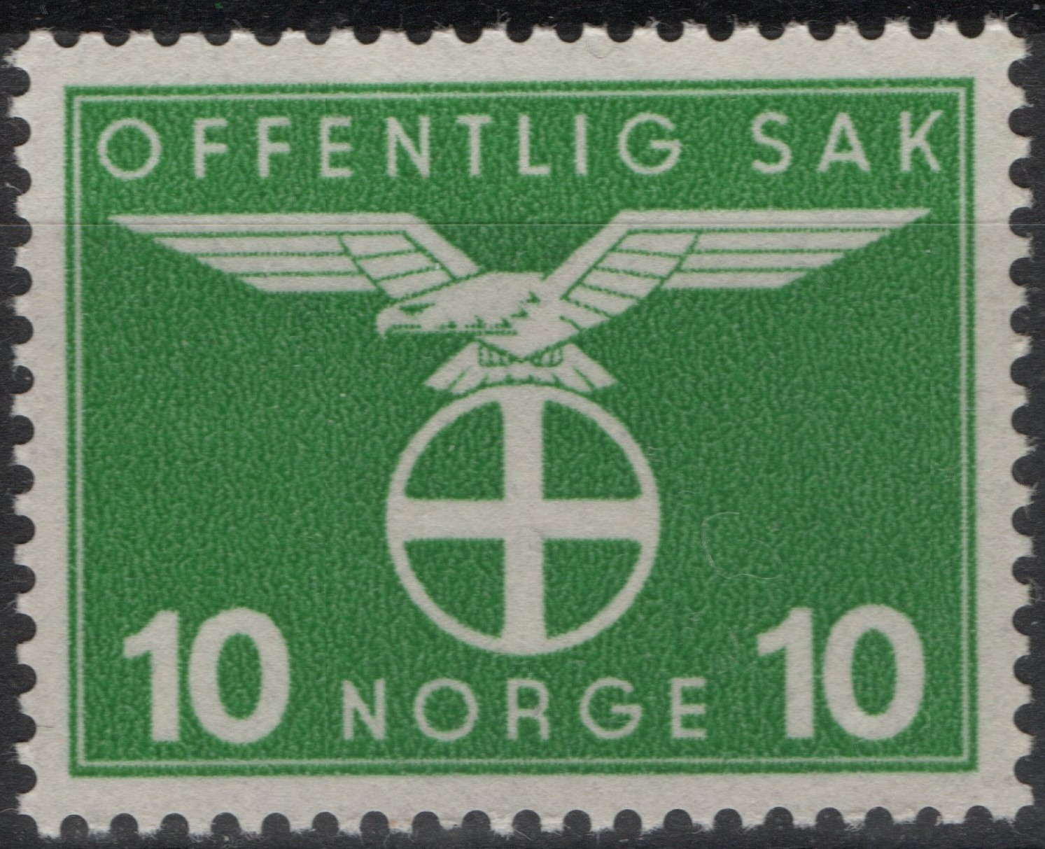 D7-7 Norway 1942-44 NK T 50 MNH, Bird- National party, MI D46, SC #O46.