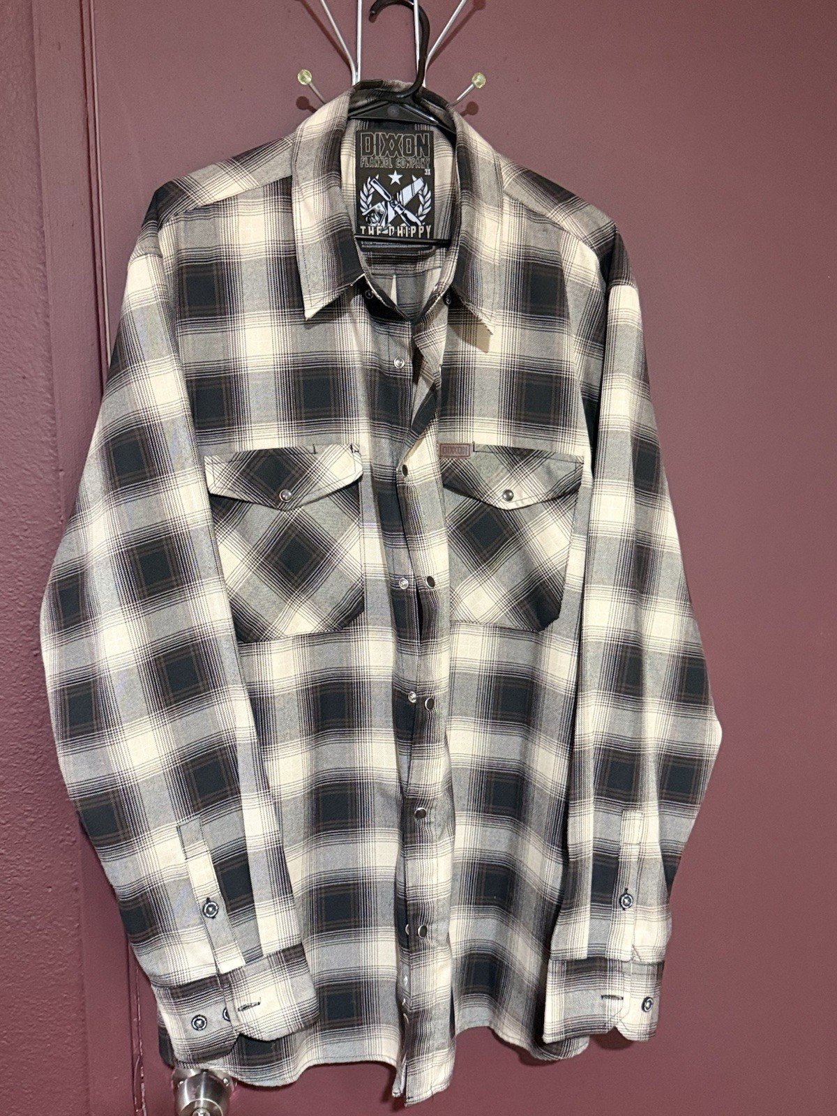 Dixxon The Chippy Men’s 3XL Brown Cream Plaid Pearl Snap Flannel Shirt Dixxon The Chippy Men’s 3XL Brown Cream Plaid Pearl Snap Flannel Shirt