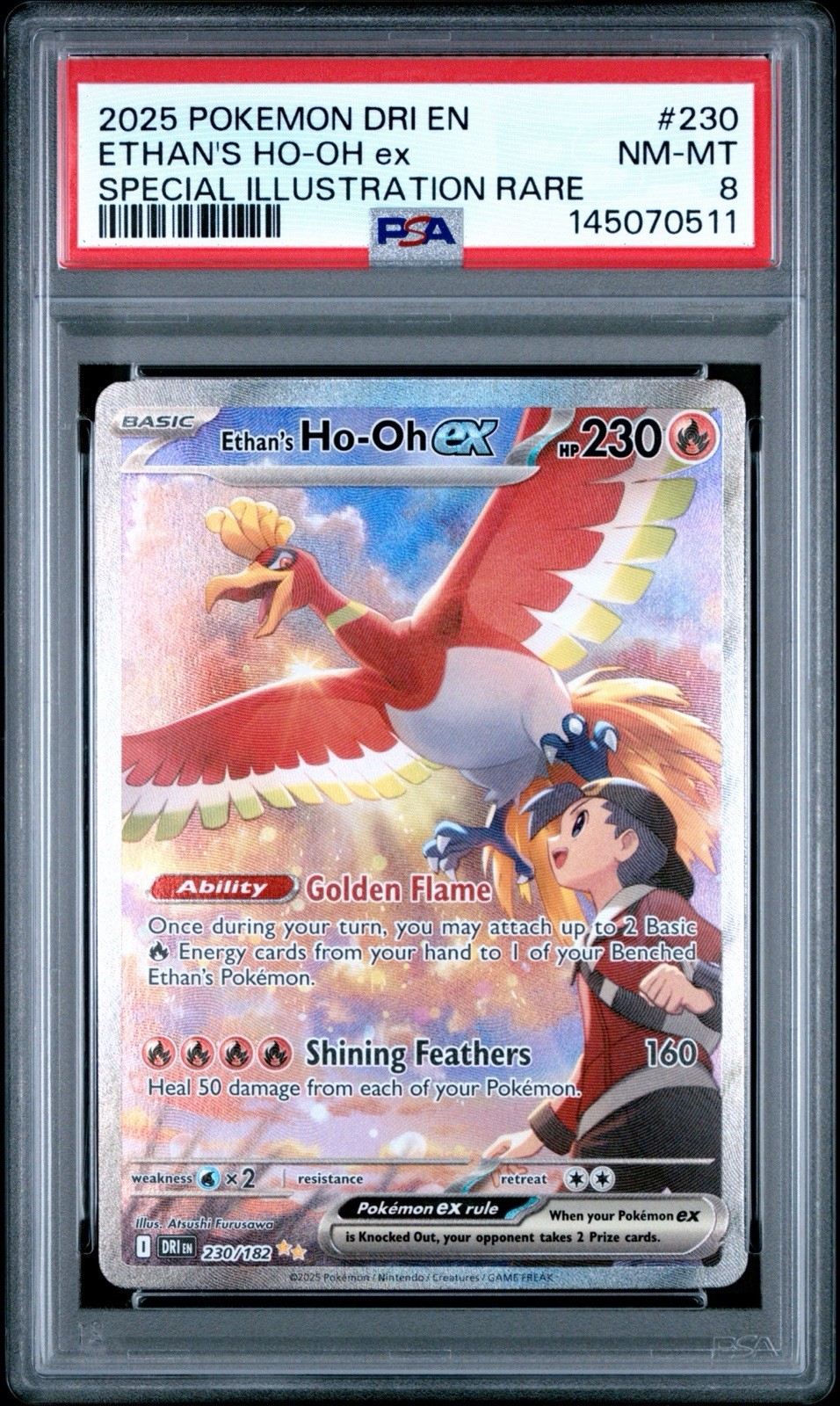 Pokemon Ethan\'s Ho-Oh EX Destined Rivals 230/182 Special Illustration Rare PSA 8