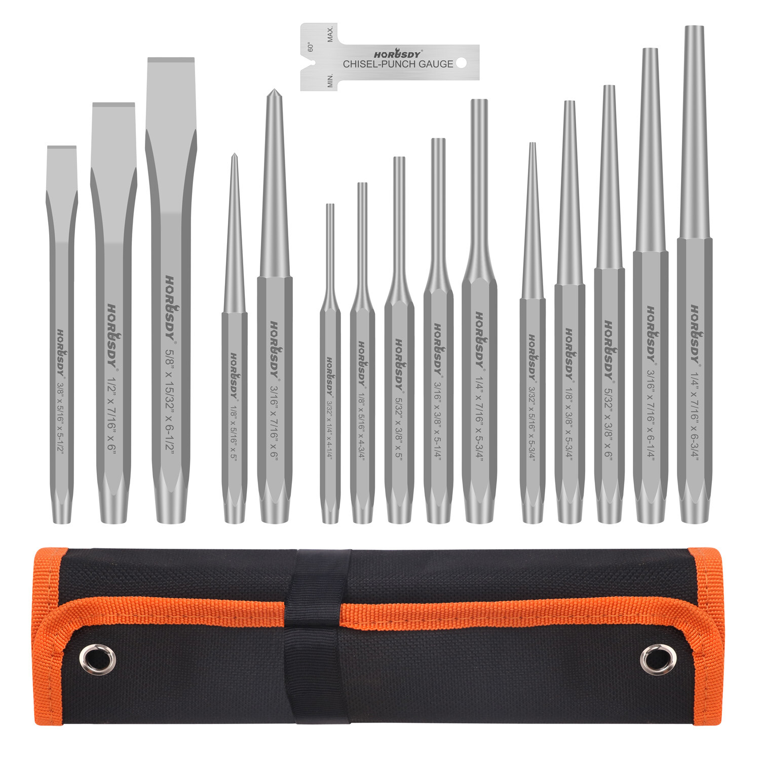 HORUSDY 16PC Punch & Chisel Set Taper Punch Cold Chisels Pin Punch Center Punch HORUSDY 16PC Punch & Chisel Set Taper Punch Cold Chisels Pin Punch Center Punch