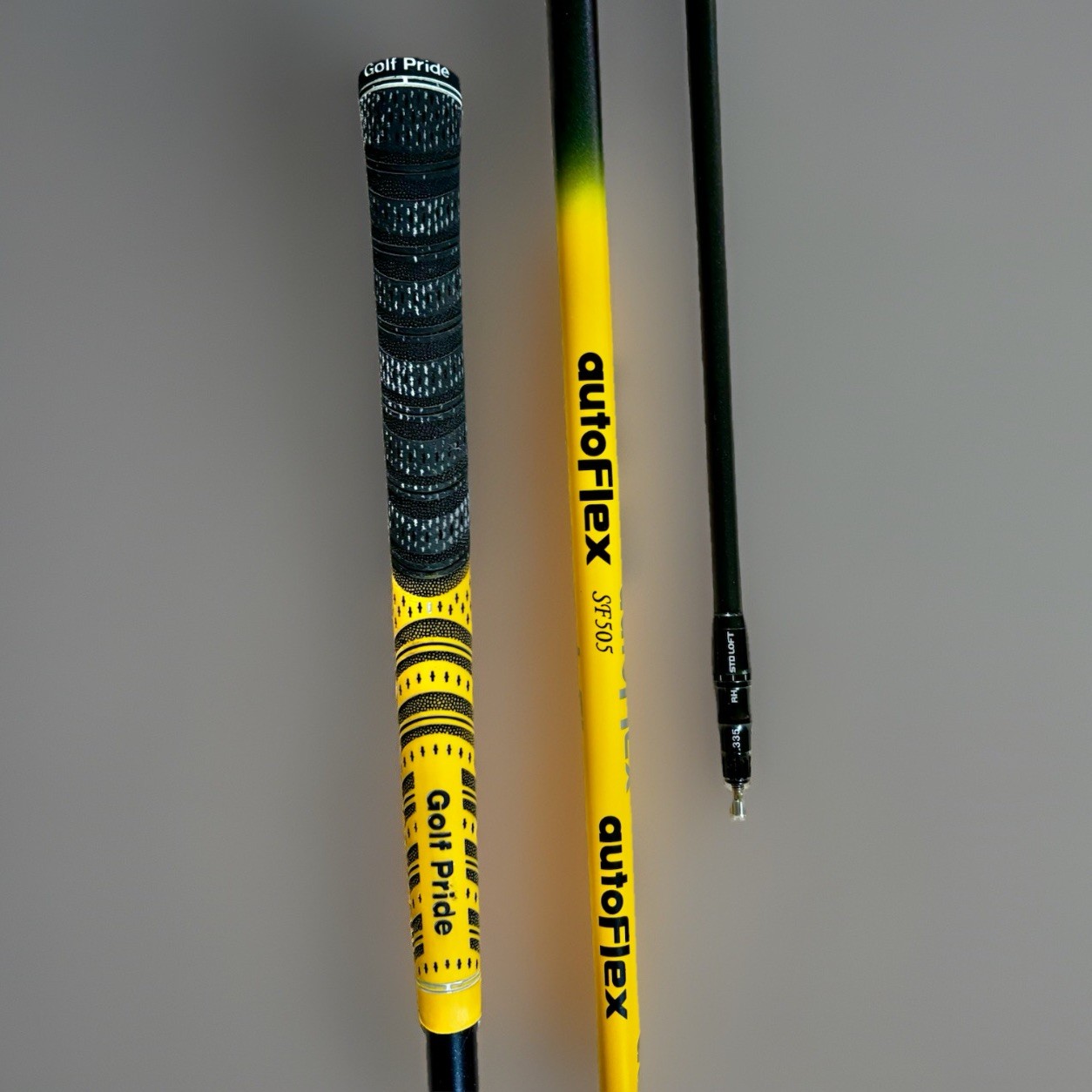 AutoFlex SF505 Driver Shaft - Yellow, 45” - Taylormade Adapter + Grip - MINT