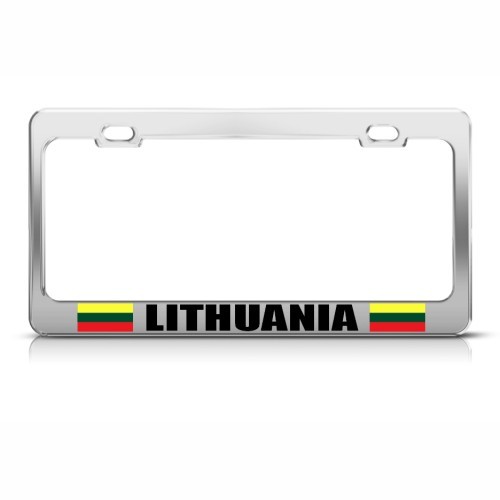 LITHUANIA LITHUANIAN FLAG Metal License Plate Frame Tag Holder