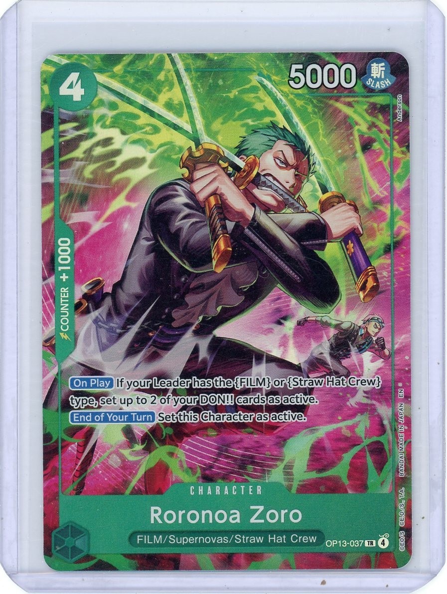 One Piece TCG OP15 Roronoa Zoro (TR) OP13/037 TREASURE RARE One Piece TCG OP15 Roronoa Zoro (TR) OP13/037 TREASURE RARE
