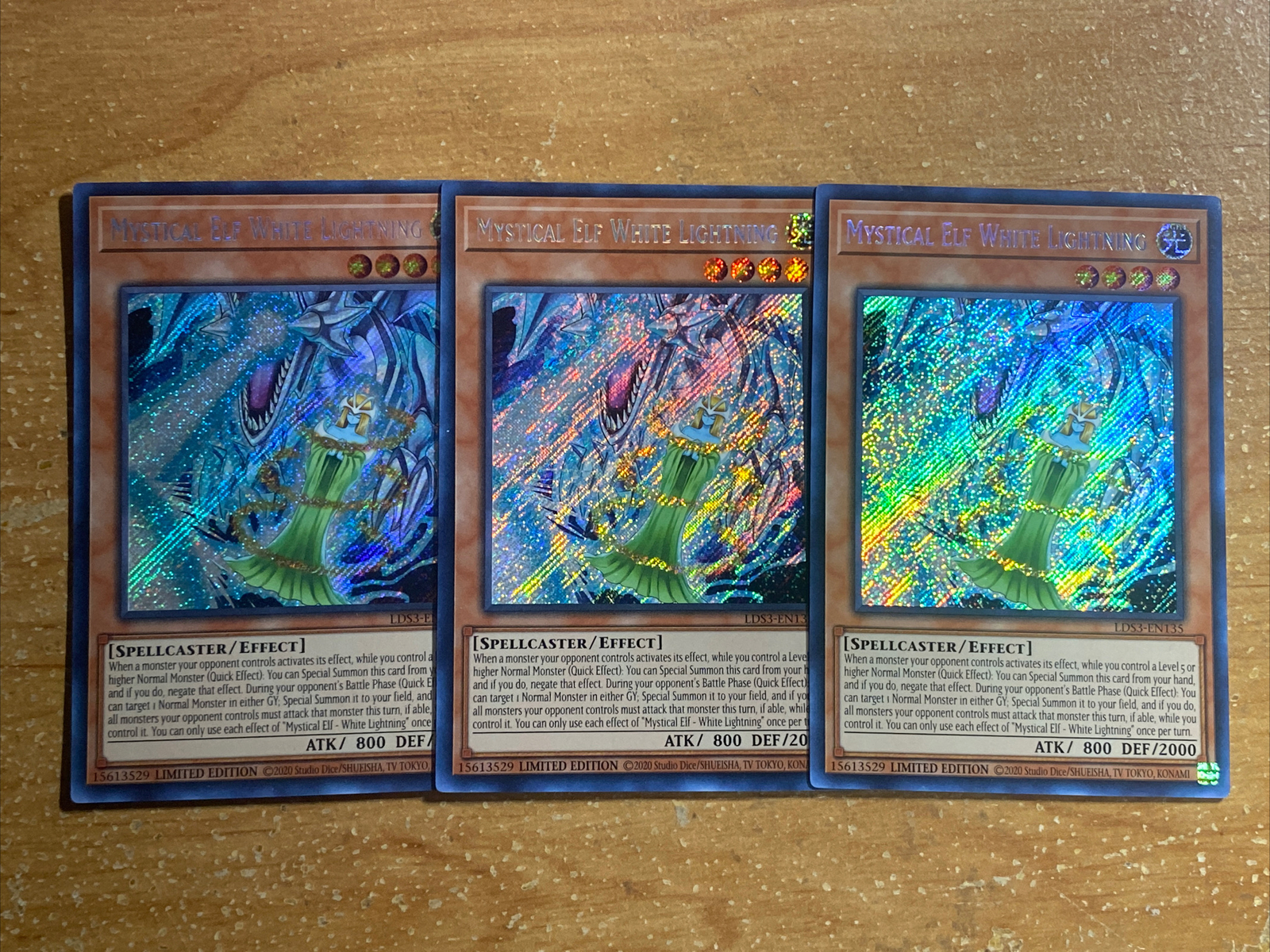 🔥 3x Yugioh LDS3-EN135 Mystical Elf White Lightning SECRET RARE NM PLAYSET 🔥 3x Yugioh LDS3-EN135 Mystical Elf White Lightning SECRET RARE NM PLAYSET
