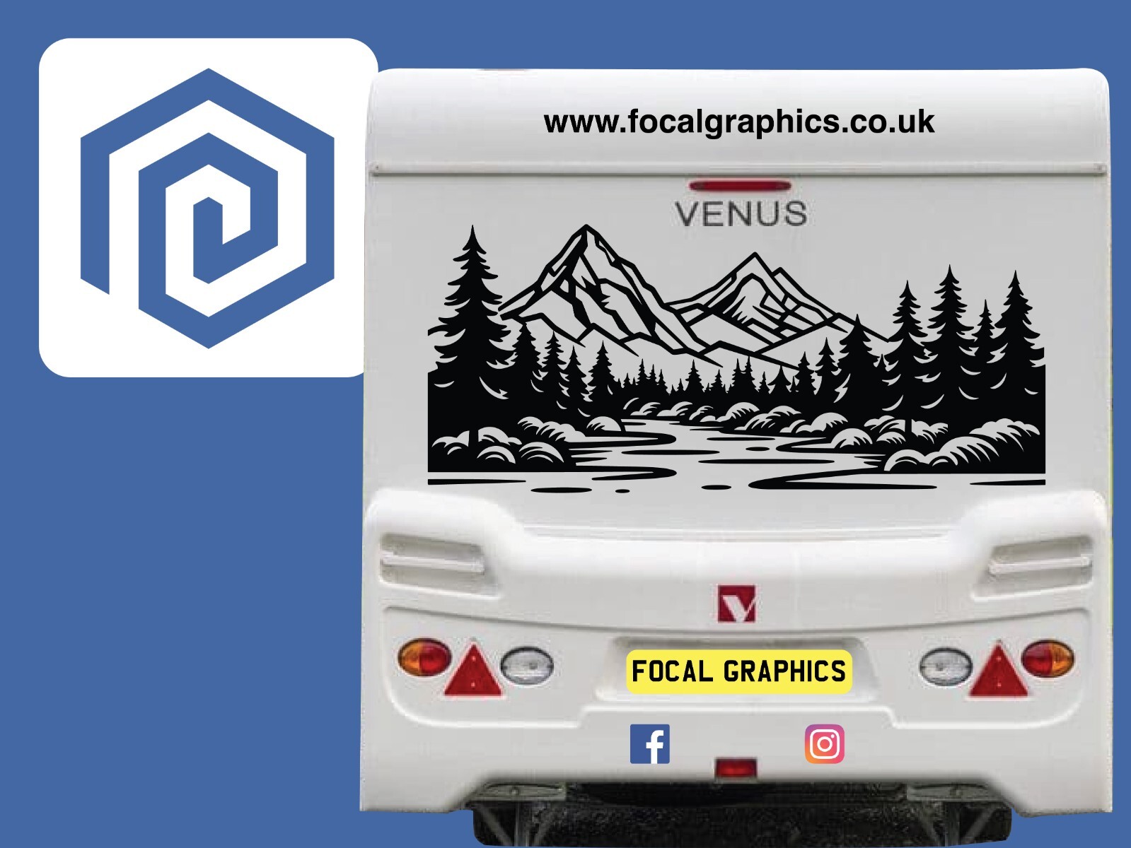 XL Mountain River Scenic Vinyl Decals For Camper Van Caravan Sticker Graphic