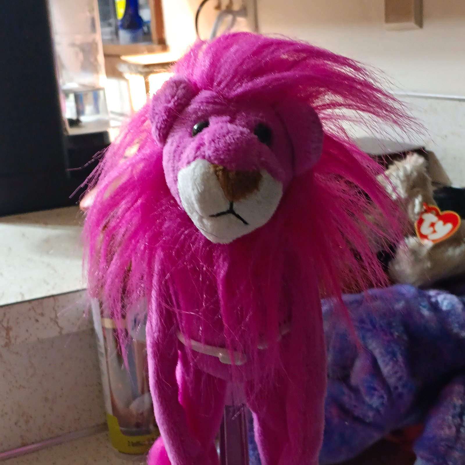 B.J. Toy Co. Pink Lion Beanbag Plush Stuffed Animal Vintage 1999 MPN 4029