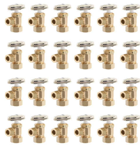 24 PCS 1/2 In Nom Comp Inlet X 3/8 In Od Comp Multi-Turn Angle Valve, Brass 24 PCS 1/2 In Nom Comp Inlet X 3/8 In Od Comp Multi-Turn Angle Valve, Brass
