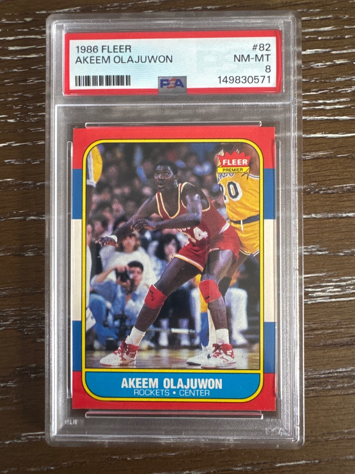 1986-87 Fleer - Hakeem Olajuwon #82 (RC) Houston Rockets PSA 8 NM-MT 8722