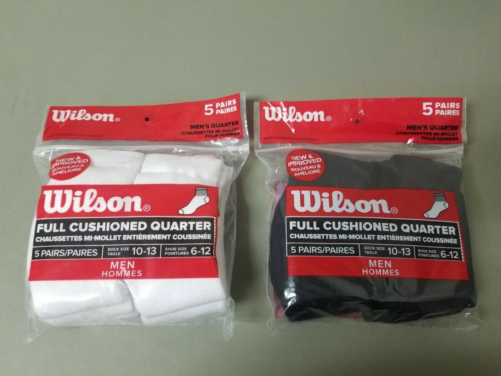 New Mens Wilson 5 Pk. Full Cushioned Quarter Socks. 2 Colors to Choose. New Mens Wilson 5 Pk. Full Cushioned Quarter Socks. 2 Colors to Choose.