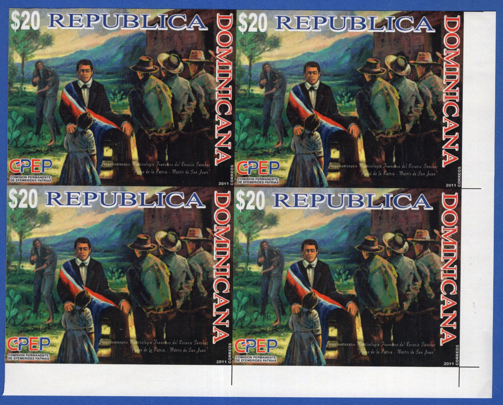 DOMINICAN REPUBLIC, 2011, MI # BL 59, BLOCK OF 4, IMPERFORATED, MNH