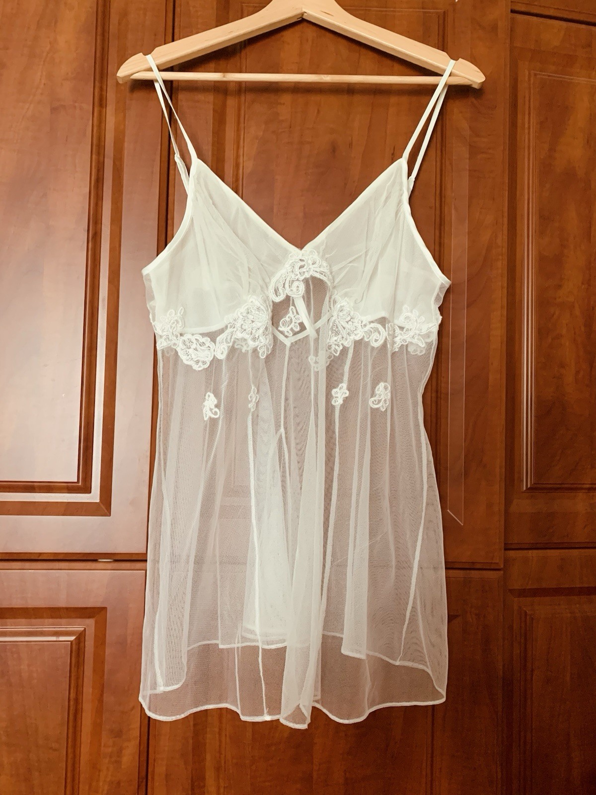 Victoria\'s Secret Lingerie Off White Lace Sheer Babydoll Bridal Vintage Y2K Sz M