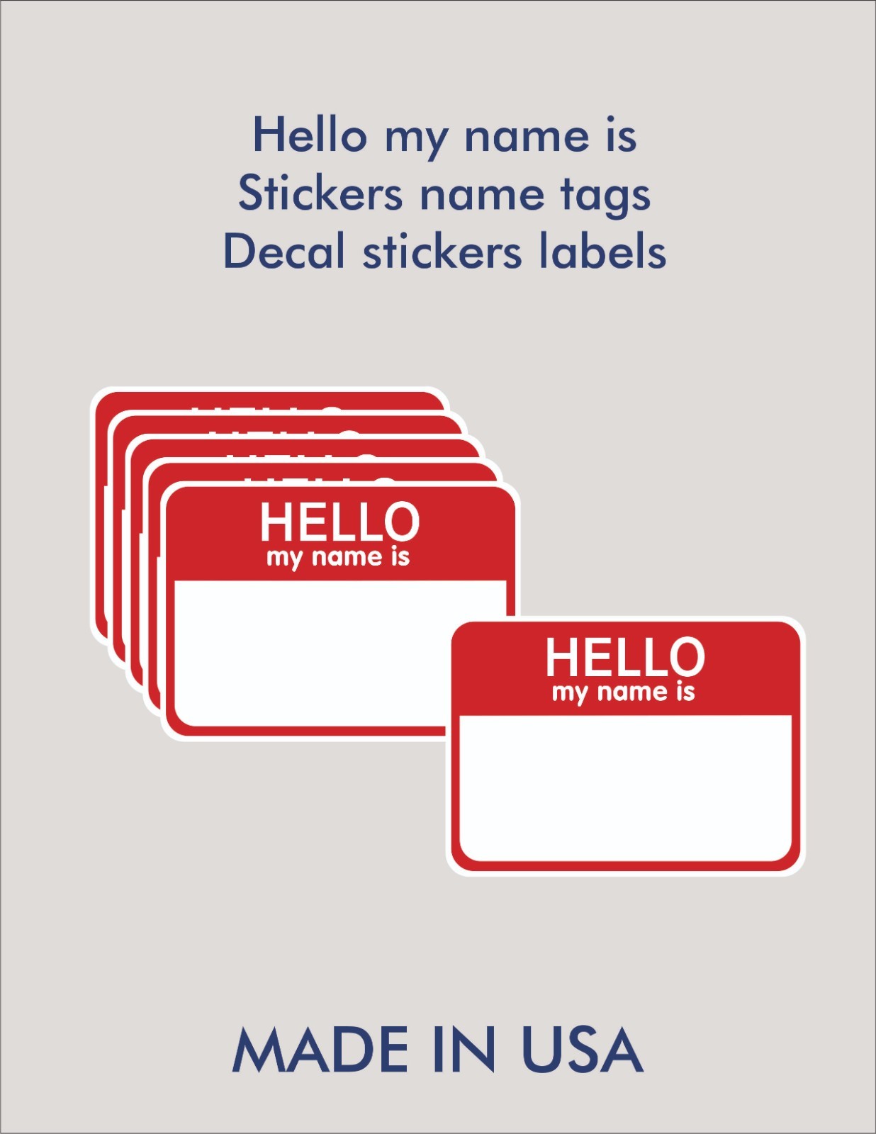 Hello My Name Is Sticker Waterproof Blank Decal Rectangle Name Tag Label