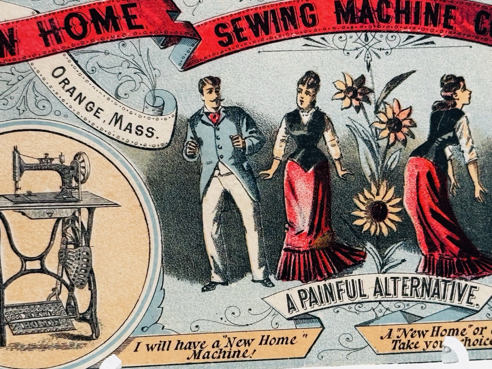 1880s Victorian Trade Card New Home Sewing Machine Co Scott Dunklee