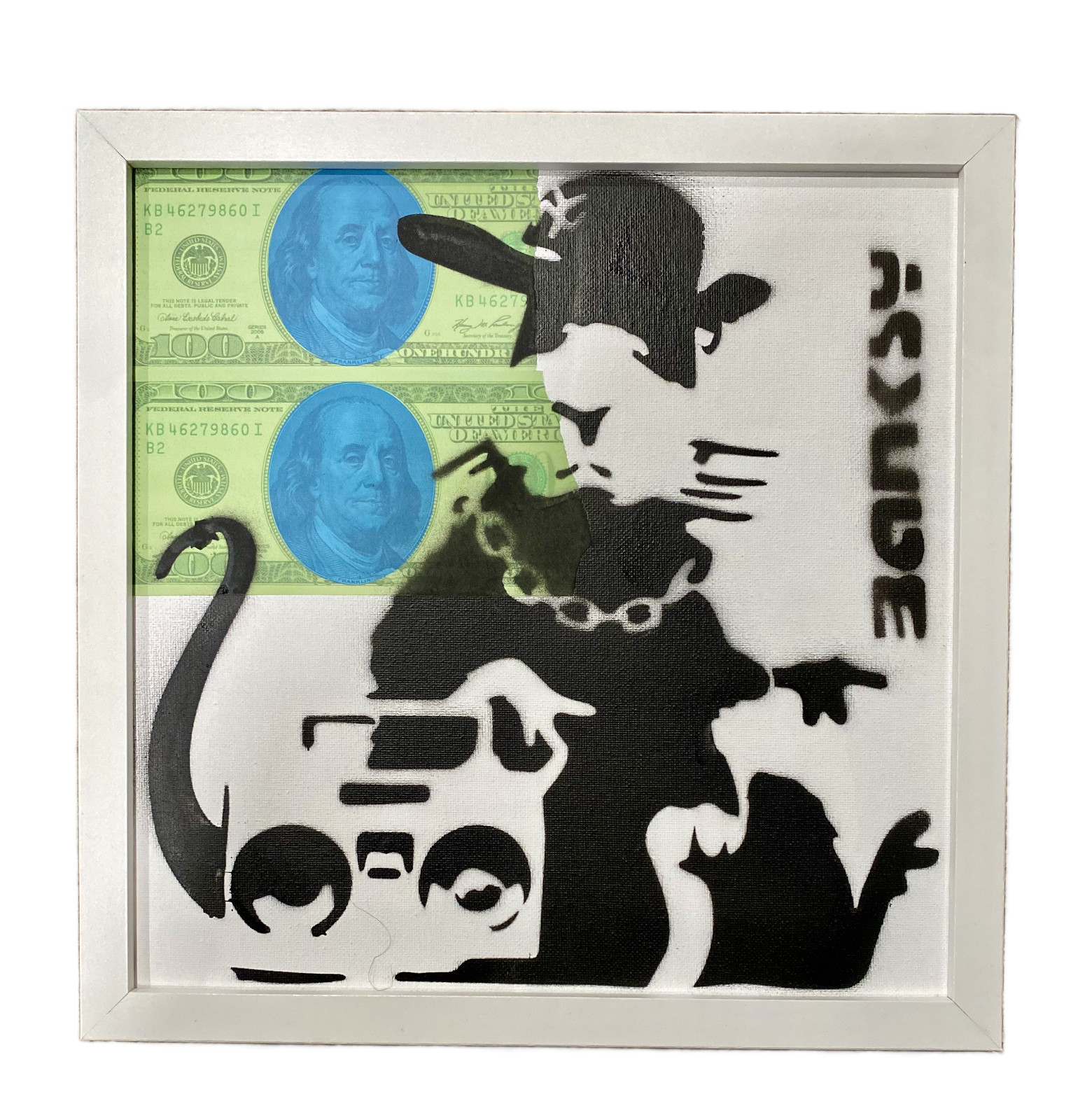 Banksy Graffiti Art NYC Hip Hop Rat Painting 13x13