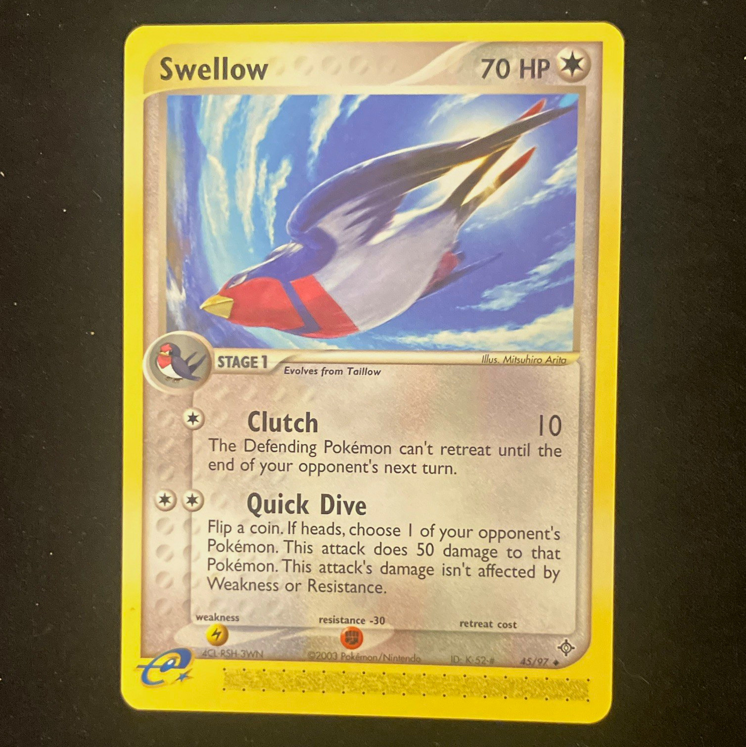 Nintendo Pokemon TCG Swellow 45/97 EX Sandstorm EN Regular Uncommon 70 HP Nintendo Pokemon TCG Swellow 45/97 EX Sandstorm EN Regular Uncommon 70 HP