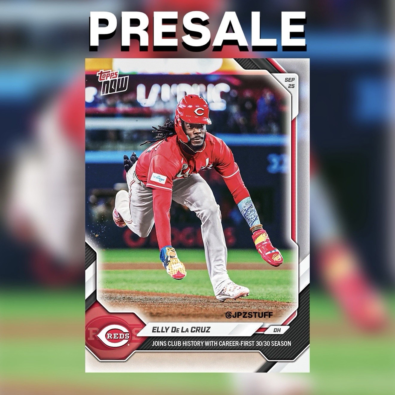 Elly De La Cruz Joins 30/30 Club MLB Topps NOW Card 720 PRESALE