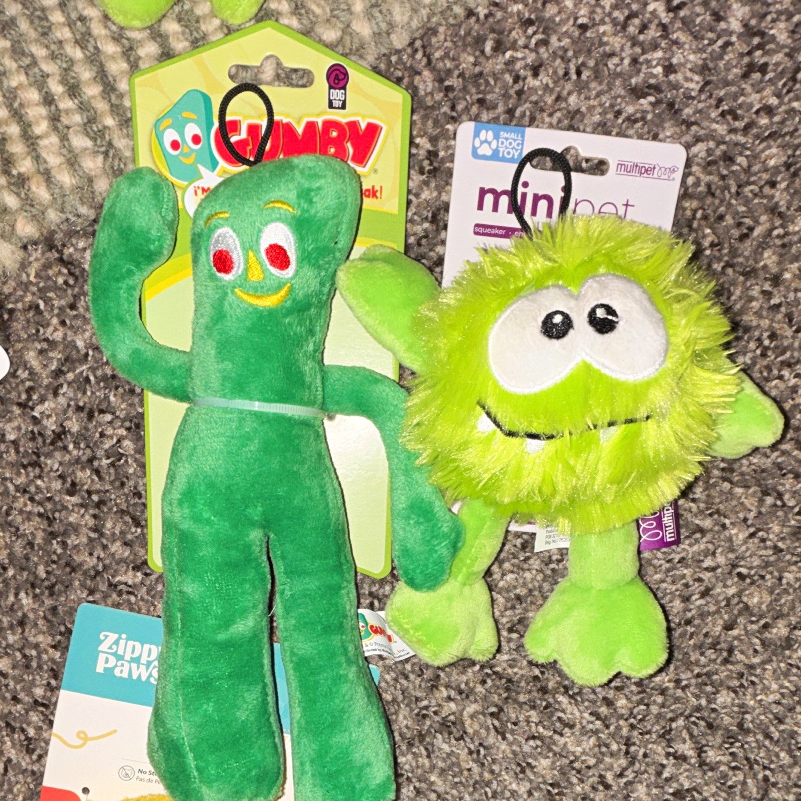 NEW LOT of 2 Multipet Gumby & Mini Pet Green Plush Squeaky Stuffed Dog Toy NEW LOT of 2 Multipet Gumby & Mini Pet Green Plush Squeaky Stuffed Dog Toy