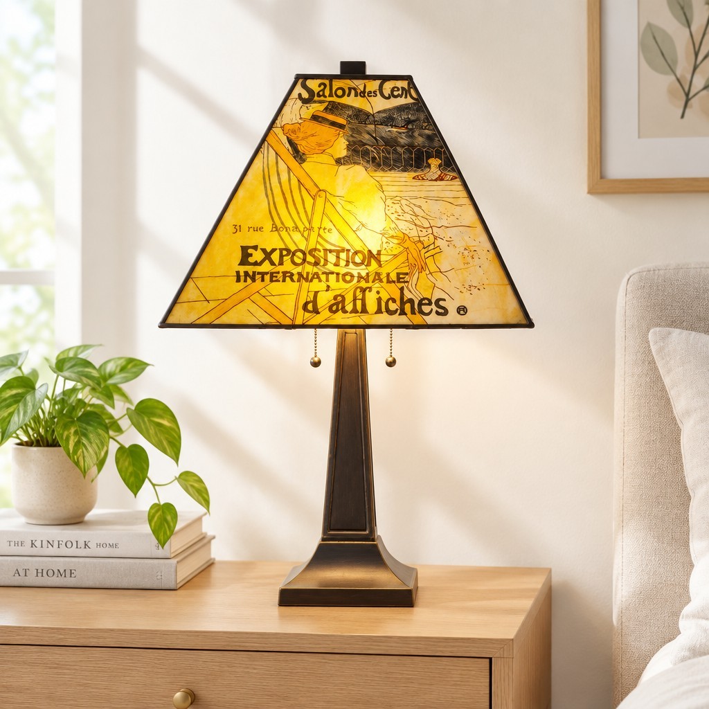 Vintage Henri de Toulouse-Lautrec Stained Glass Lamp Vintage Henri de Toulouse-Lautrec Stained Glass Lamp