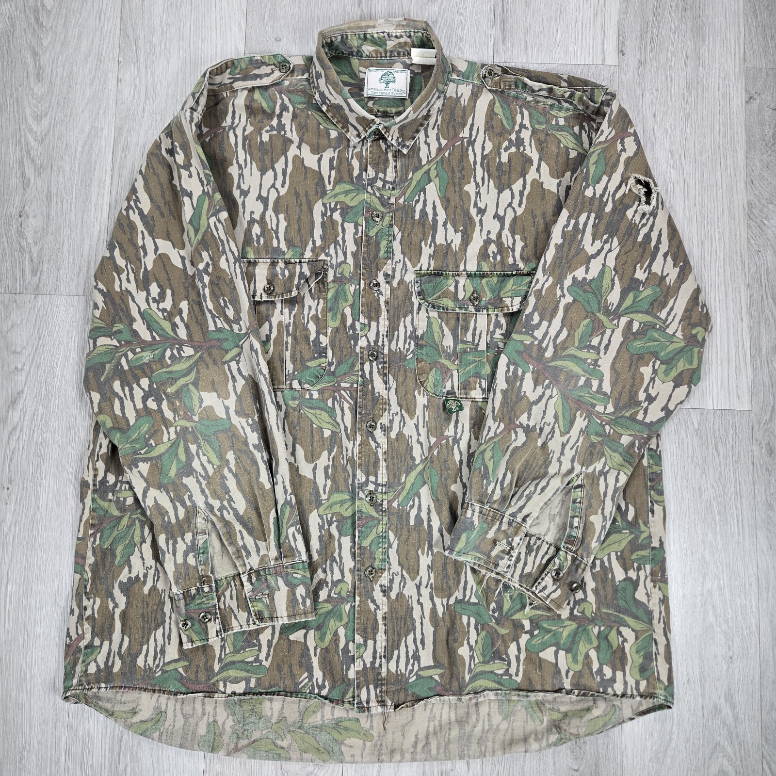 Vintage Mossy Oak Field Jacket Shirt 3XL Original Camo 100% Cotton Made In USA
