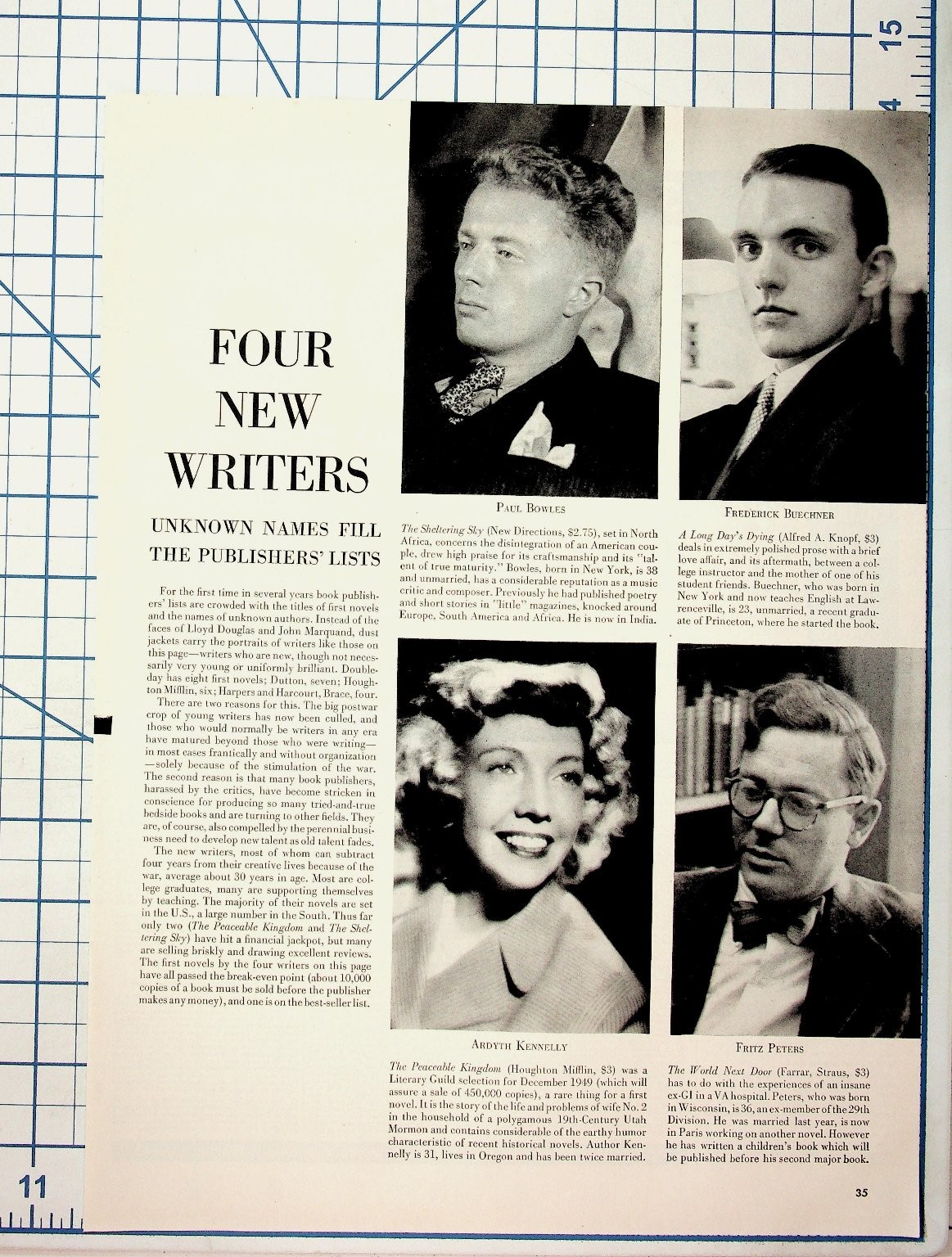 1949 Paul Bowles Frederick Buechner Article Page New Writers Ephemera