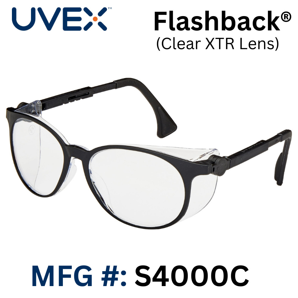 Clear safety glasses w/ Anti-Fog Coating - Uvex Flashback (#S4000c) - 1 pr Clear safety glasses w/ Anti-Fog Coating - Uvex Flashback (#S4000c) - 1 pr