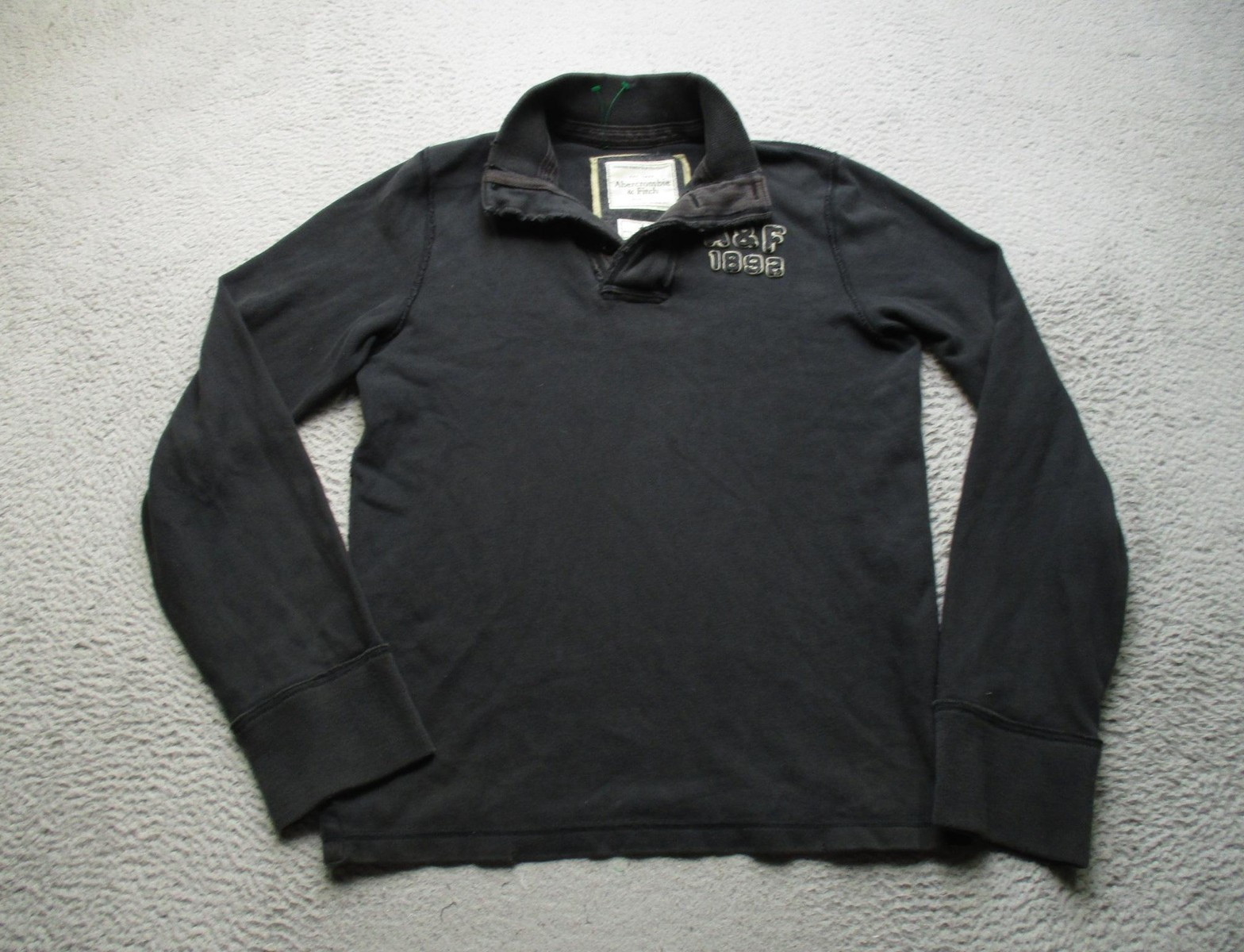 Vintage Abercrombie & Fitch Sweater Mens L Black A&F 1892 Long Sleeve Y2K