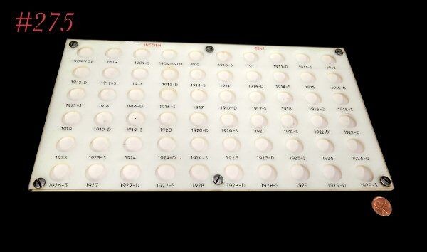 1909-1929 white CAPITAL PLASTICS LINCOLN CENTS COIN DISPLAY holder