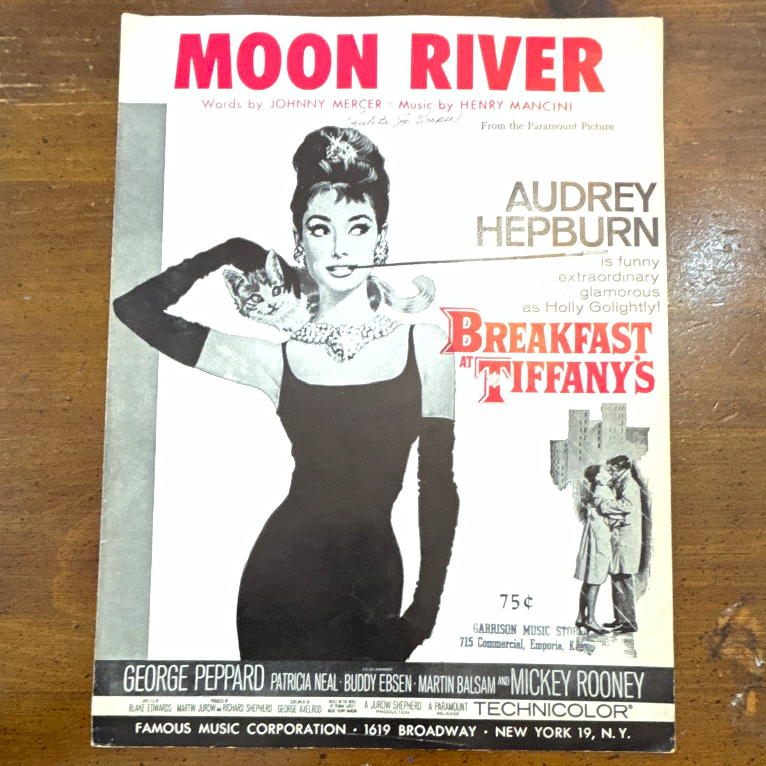 Famous Music Moon River (Breakfast at Tiffany\'s) Piano Sheet MPN 88-8417 Famous Music Moon River (Breakfast at Tiffany\'s) Piano Sheet MPN 88-8417