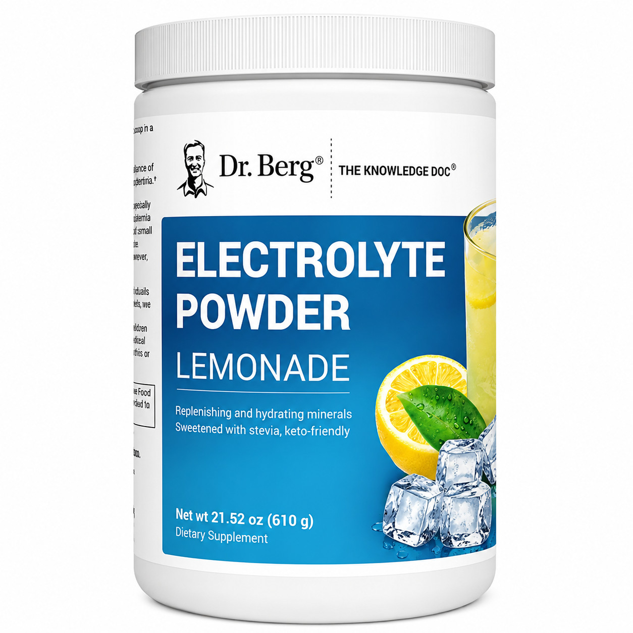 Dr. Berg Electrolyte Powder 1000mg Potassium Magnesium Lemonade 100 Servings
