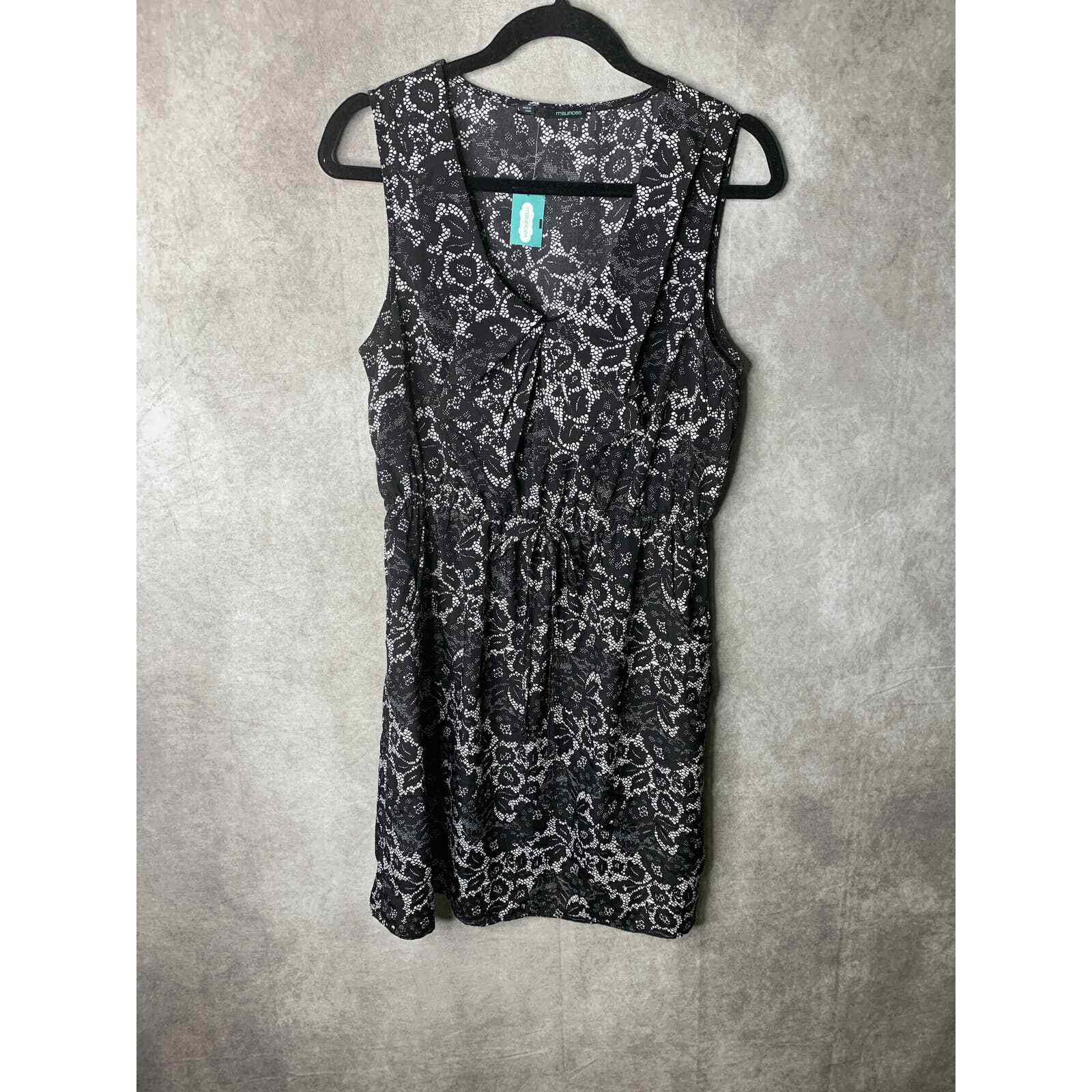 Maurices Womens Dress Large Black Floral Pleated Elastic Tie Waist Sleeveless Maurices Womens Dress Large Black Floral Pleated Elastic Tie Waist Sleeveless