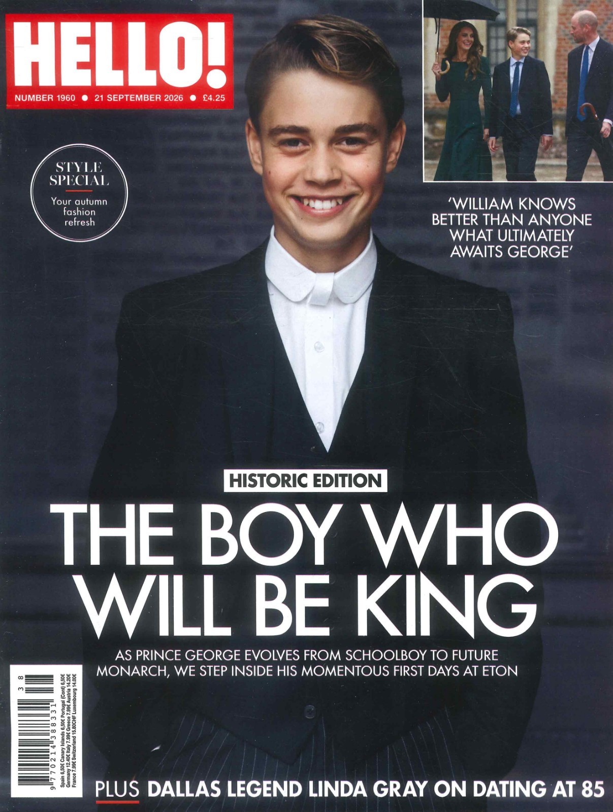 UK HELLO Magazine: Prince George at Eton, Princess Kate, King Charles, 21.9.26
