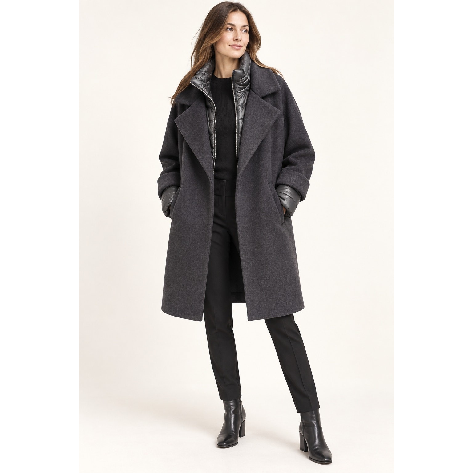 Herno Women\'s Convertible Wool Peacoat