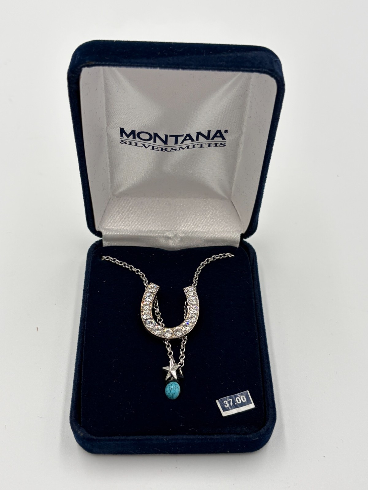 Montana Silversmiths Lucky Horseshoe Necklace Crystal Star Turquoise NWT