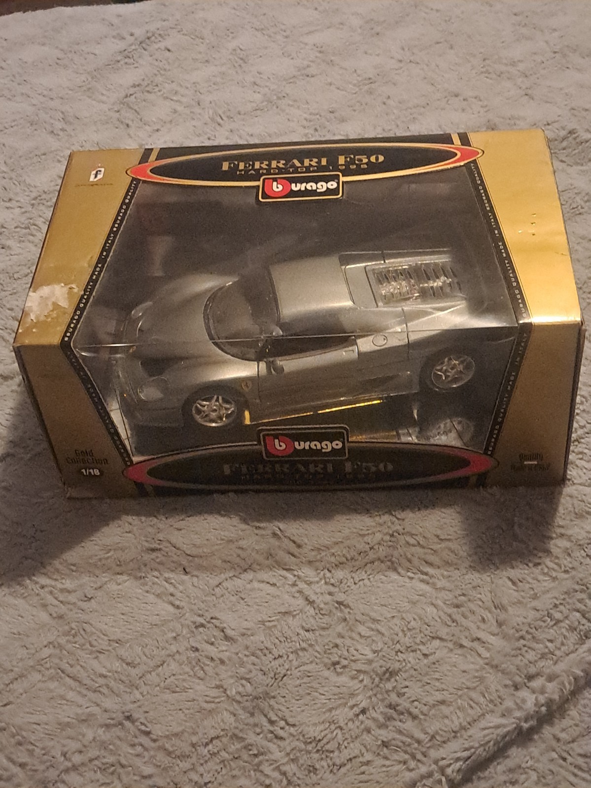 Bburago Gold Collection 1:18 1995 Ferrari F50 Silver Diecast Hard Top Orig Box 