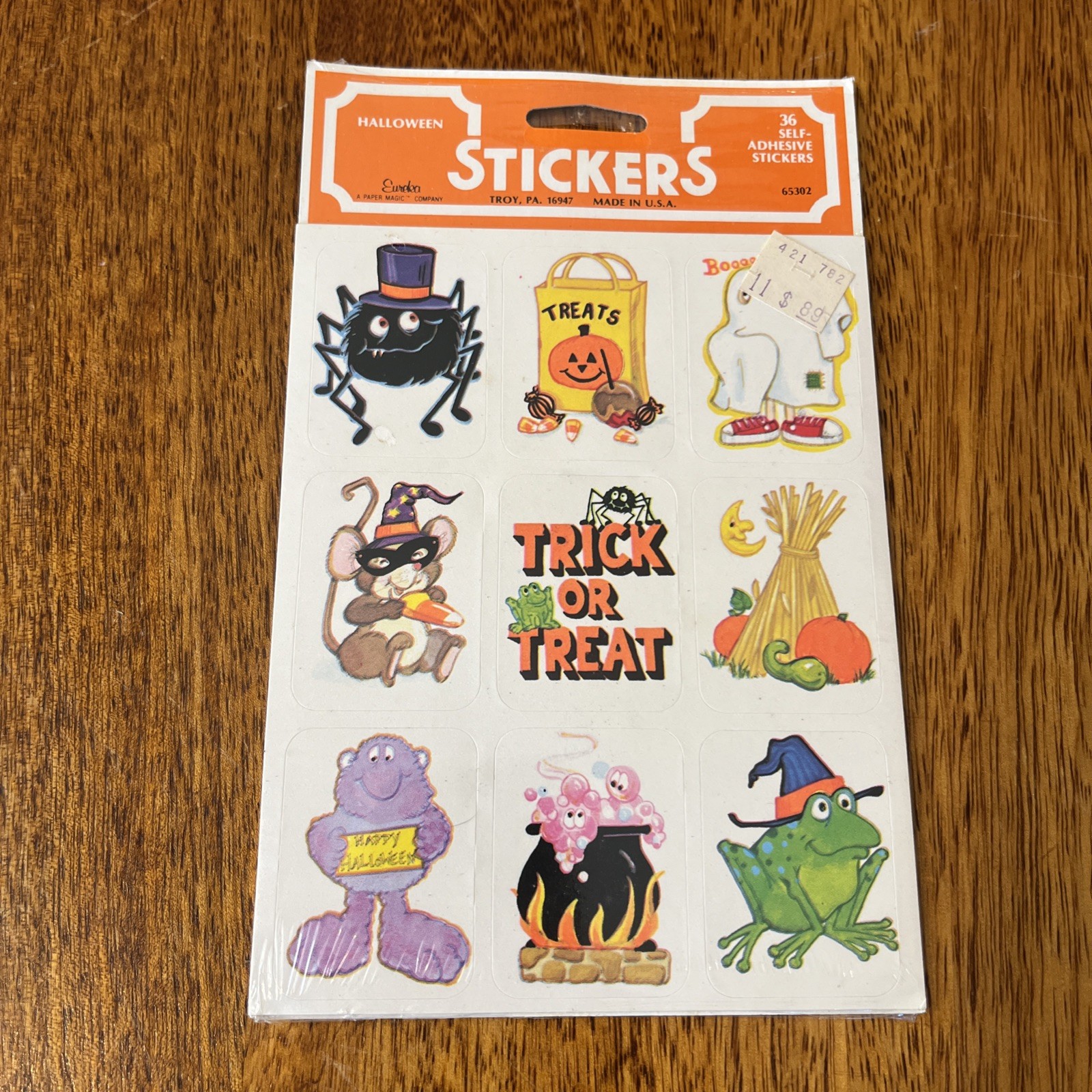 Vintage 1980s Eureka Halloween Stickers Frog Cat Mouse Ghost 36 Stickers NOS