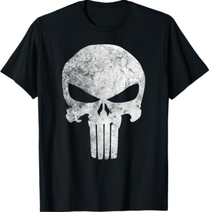 Marvel Comics Punisher Skull Symbol Distressed T-Shirt
