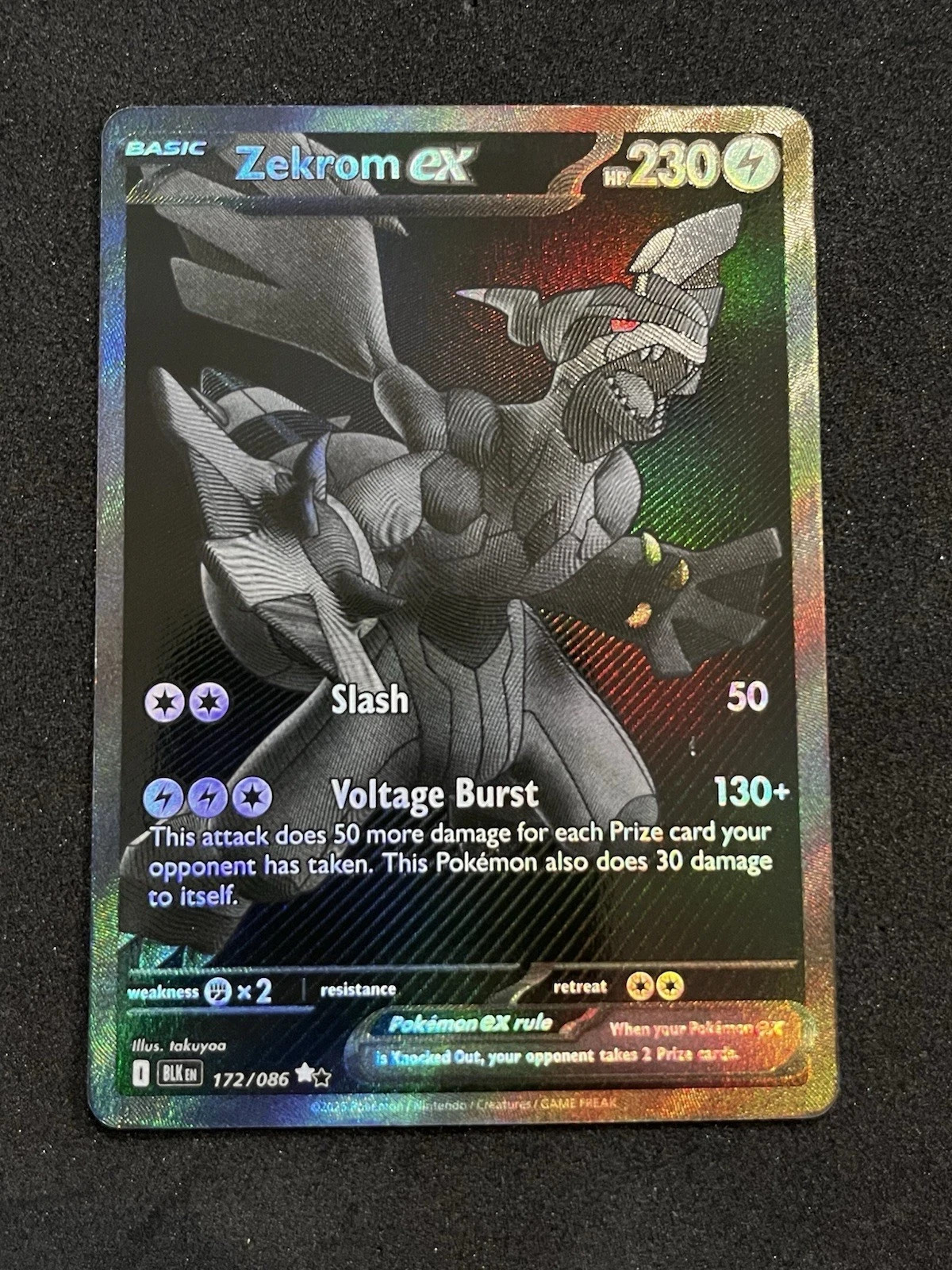Zekrom ex 172/086 Secret Rare – Black Bolt – 230 HP – Lightning – NM Condition