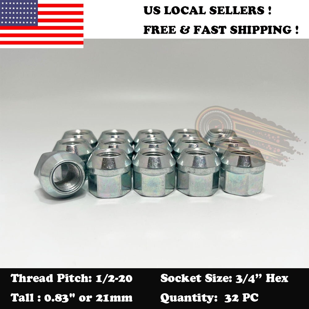 32Pc ZINC BULGE ACORN OPEN END LUG NUTS 1/2-20 FITS FORD F-250 F-350 E-250 E-350 32Pc ZINC BULGE ACORN OPEN END LUG NUTS 1/2-20 FITS FORD F-250 F-350 E-250 E-350