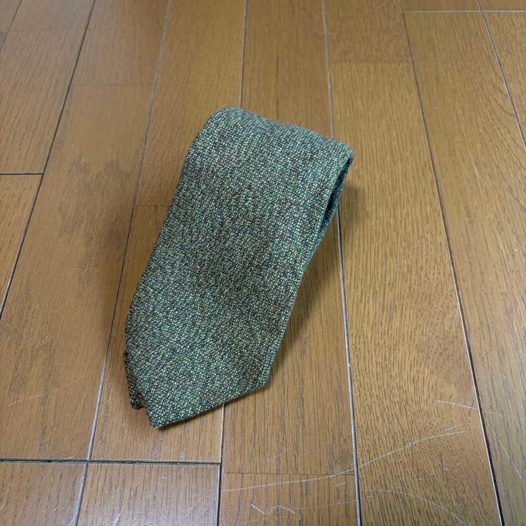 Drake\'s by Michael J. Drake Necktie Green Melange Made in England Good Condition