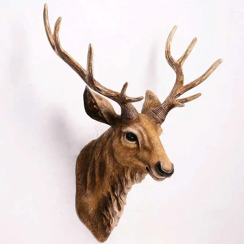 Faux Deer Head 17 inch Faux Animal Head Wall Décor Handmade Farmhouse Décor Rust
