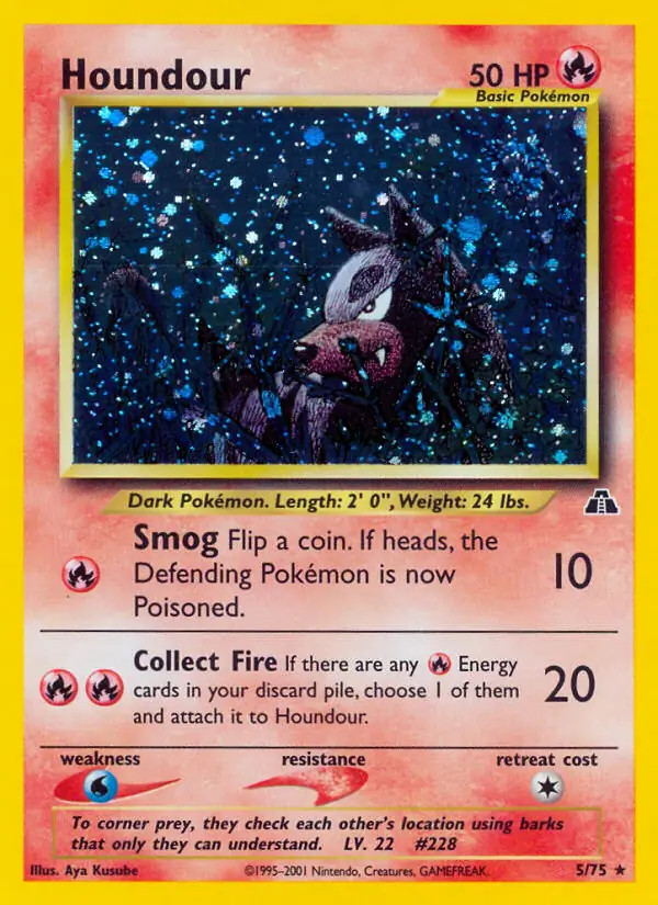 Houndour - 5/75 - Pokemon Neo Discovery Unlimited Holo Rare Card WOTC MP