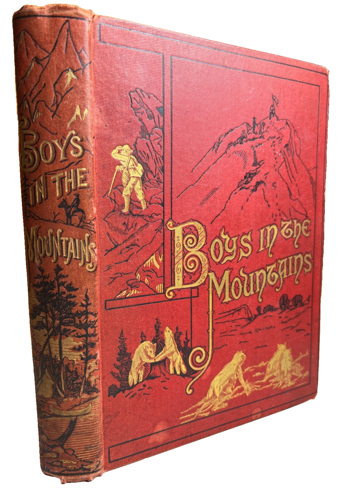 Antique 1880 Ornate Gilded Victorian Book BOYS IN THE MOUNTAINS 1st ED Appleton