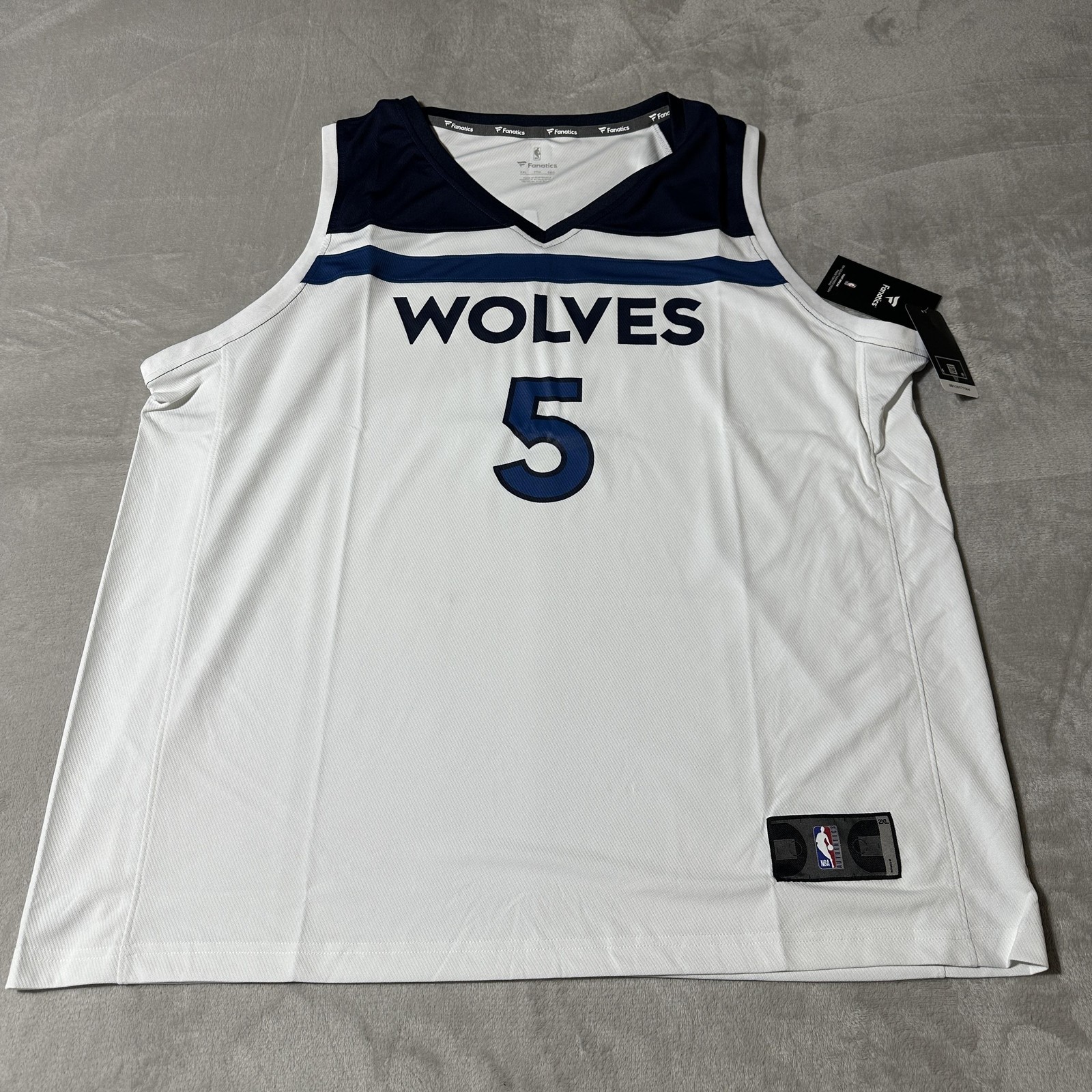 Minnesota Timberwolves Jersey Mens 2XL White NBA Basketball Edwards 5 Fanatics