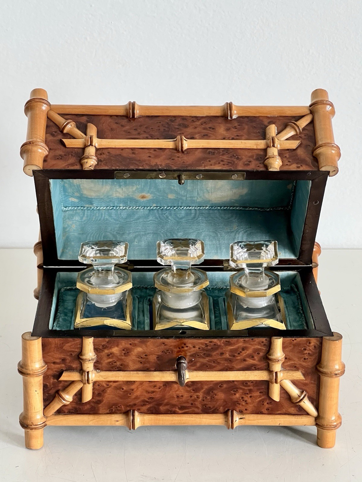Antique French Perfume Casket Napoleon lll Baccarat Crystal Decanters 19th C Antique French Perfume Casket Napoleon lll Baccarat Crystal Decanters 19th C