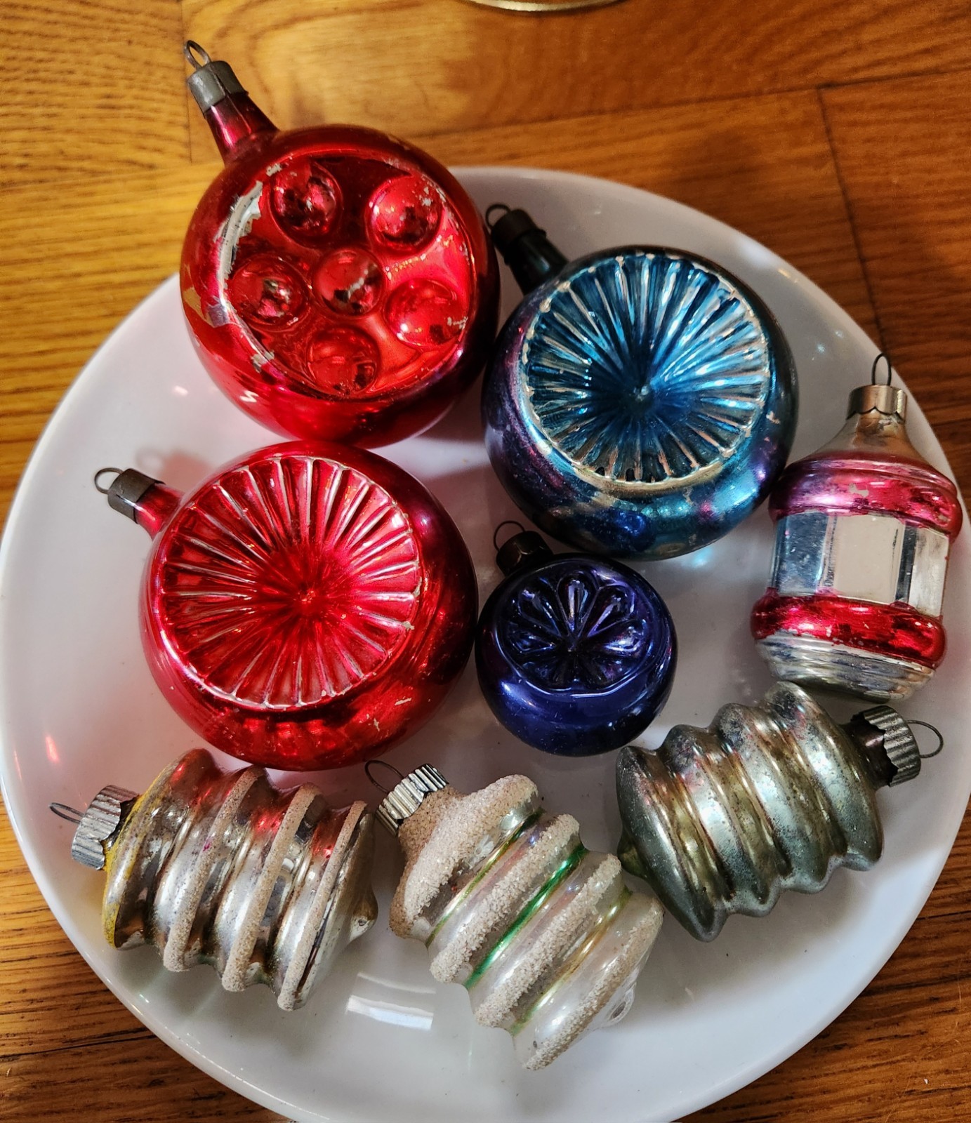 8 Vintage Premier Mercury Glass Mica Lantern Ornaments Solid Indent 3 8 Vintage Premier Mercury Glass Mica Lantern Ornaments Solid Indent 3