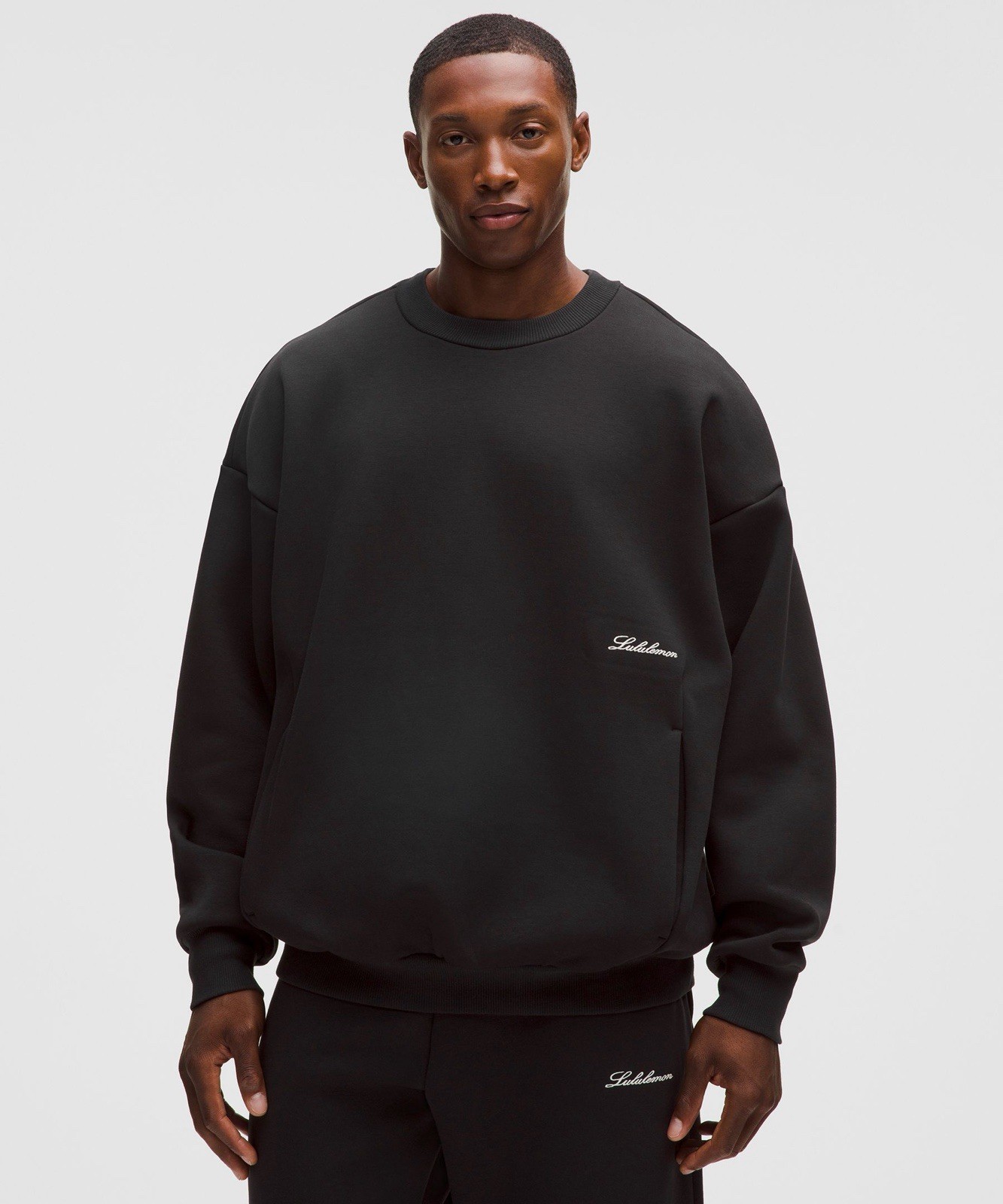LULULEMON Men\'s Big Cozy Crew Neck Sweatshirt Size Large NWT black