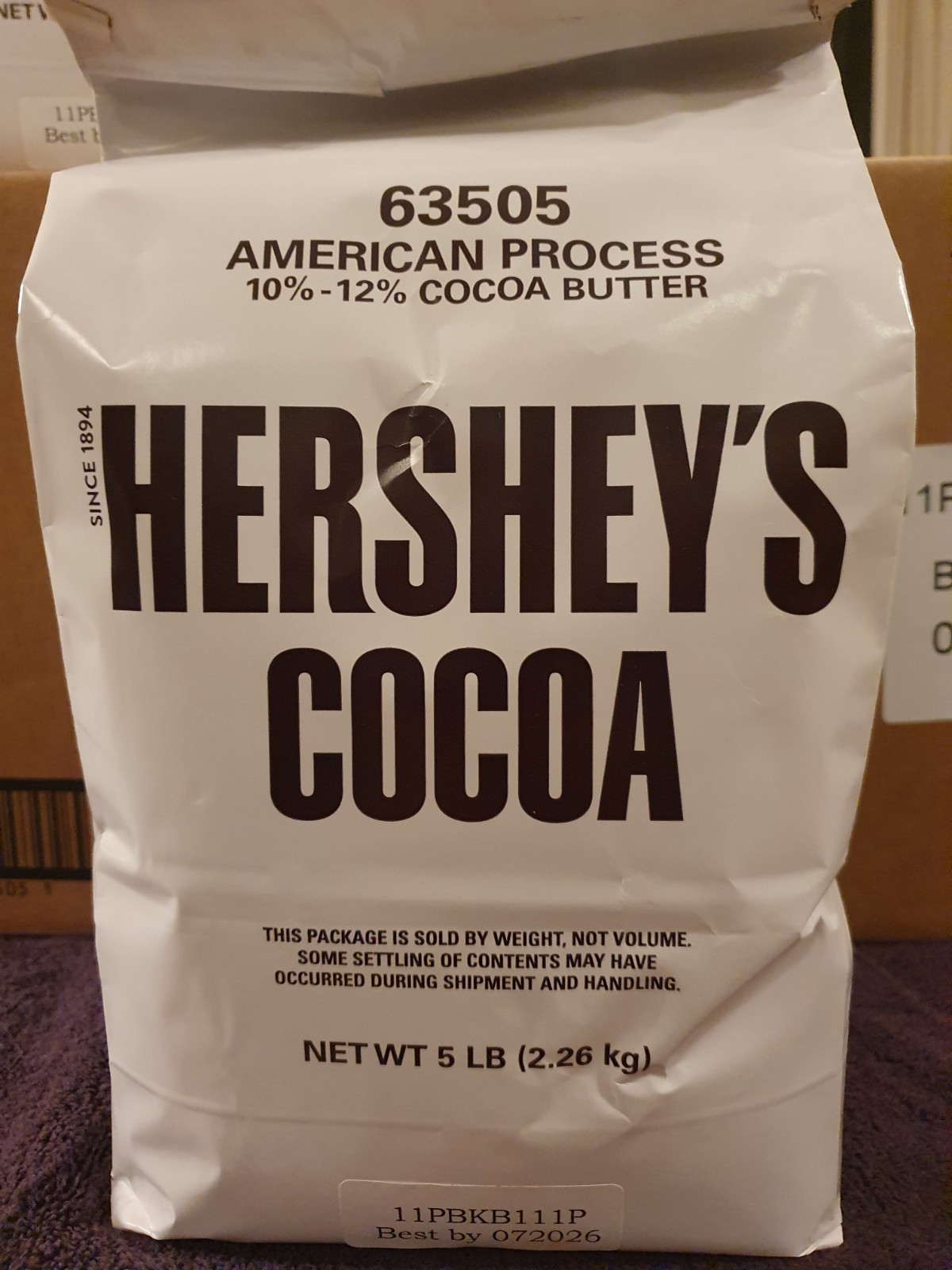 Hershey's 100% Cocoa Powder American Process 5lb Bag Bulk Baking Best By 07/2026 Hershey's 100% Cocoa Powder American Process 5lb Bag Bulk Baking Best By 07/2026