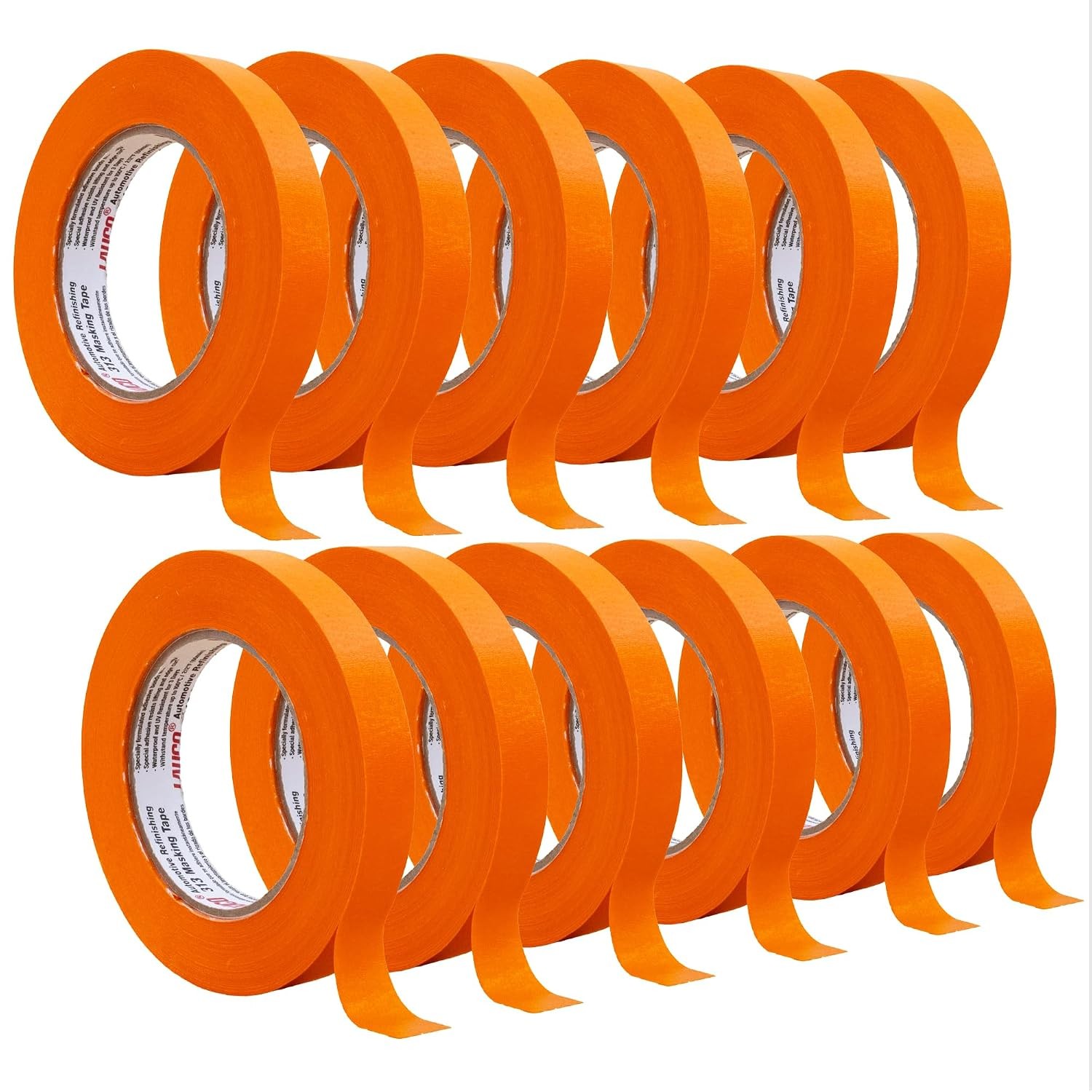 Orange Automotive Refinishing Masking Tape 0.75 in x 60 yd (12 Rolls)